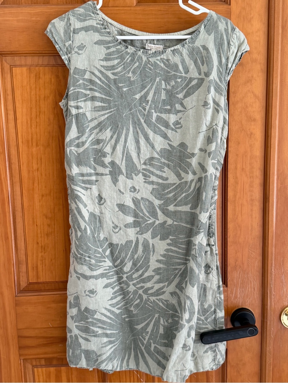 Tropical Leaf Sage Green Mini Dress